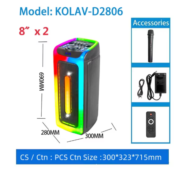 Boxa portabila bluetooth, AT PERFORMANCE, D-2806, USB, Radio FM, microfon, joc de lumini RGB